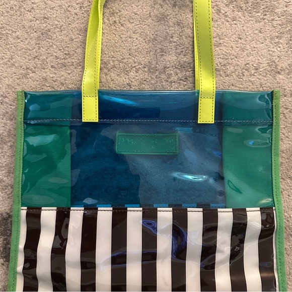 HENRI BENDEL Clear PVC Striped Tote Bag Blue & Green - Picture 8 of 14